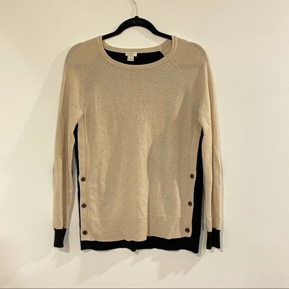 J Crew sweater women side button elbow patch Colorblock Sweater size small - Picture 10 of 10